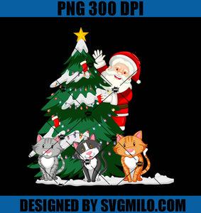 Christmas Cat PNG, Santa Cat PNG, Christmas Tree PNG