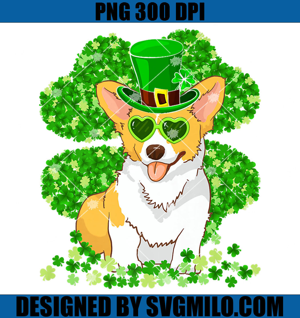 Corgi Dog Lover PNG, St Patrick's Day Shamrock Puppy Corgi PNG