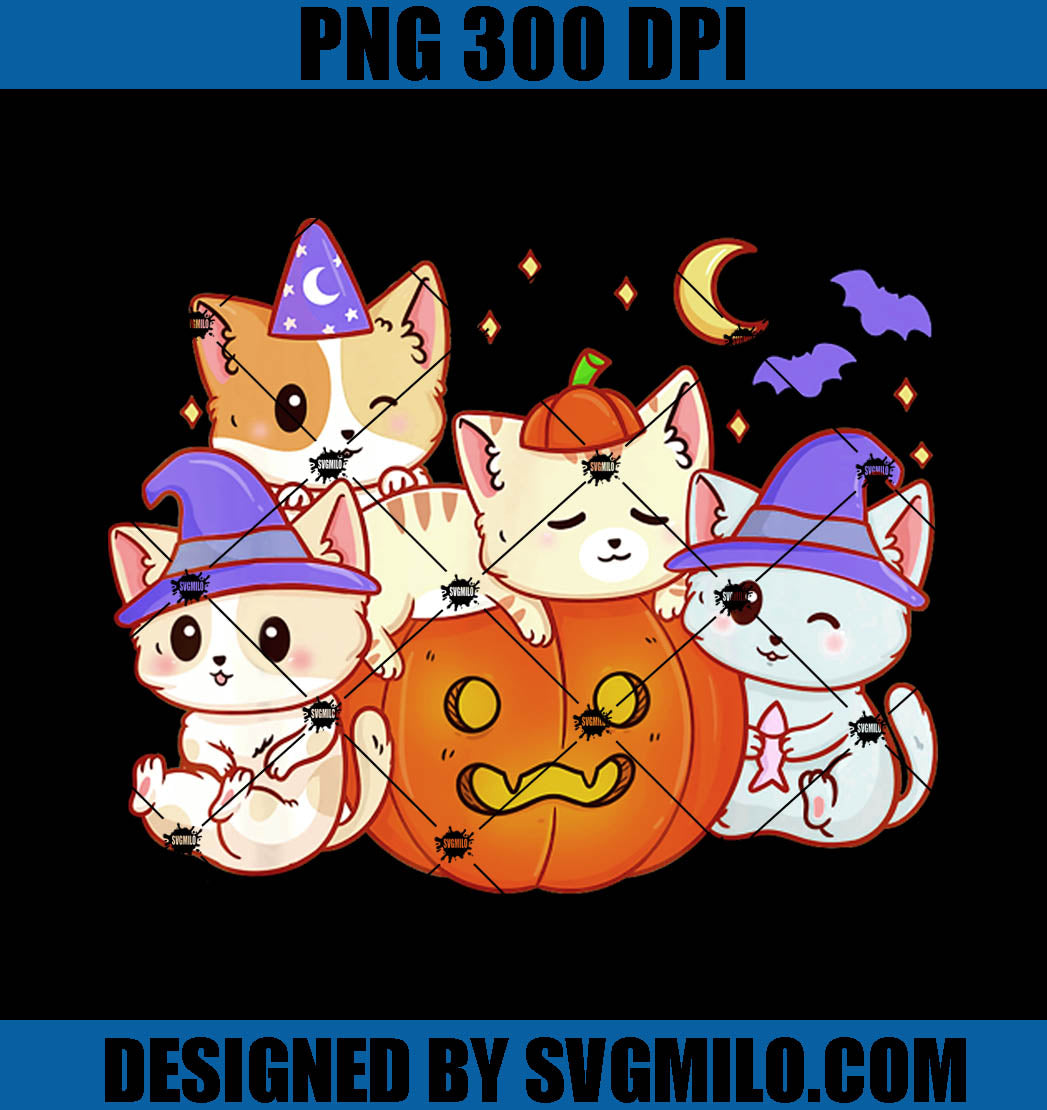 Cute Cats Pumpkin PNG, Witch Cat Halloween PNG