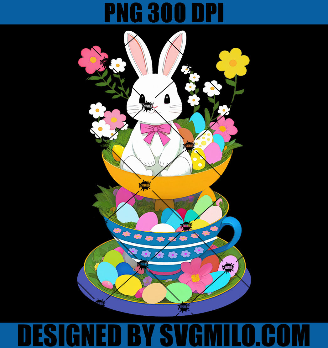 Cute Easter Bunny Sitting In A Teacup Baby PNG, Easter Bunny PNG