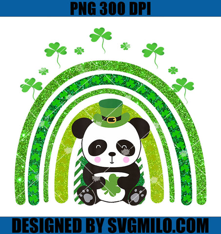 Cute Panda Leprechaun Rainbow Shamrock PNG, St Patrick' Panda PNG