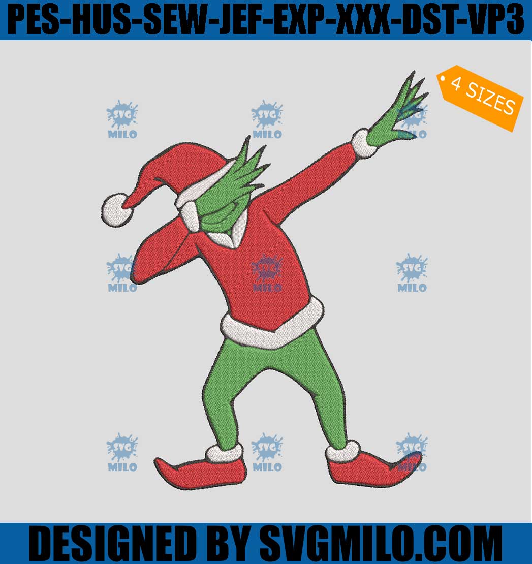 Dabbing Grinch Christmas Embroidery Design, Grinch Dabbing Xmas Embroidery Design