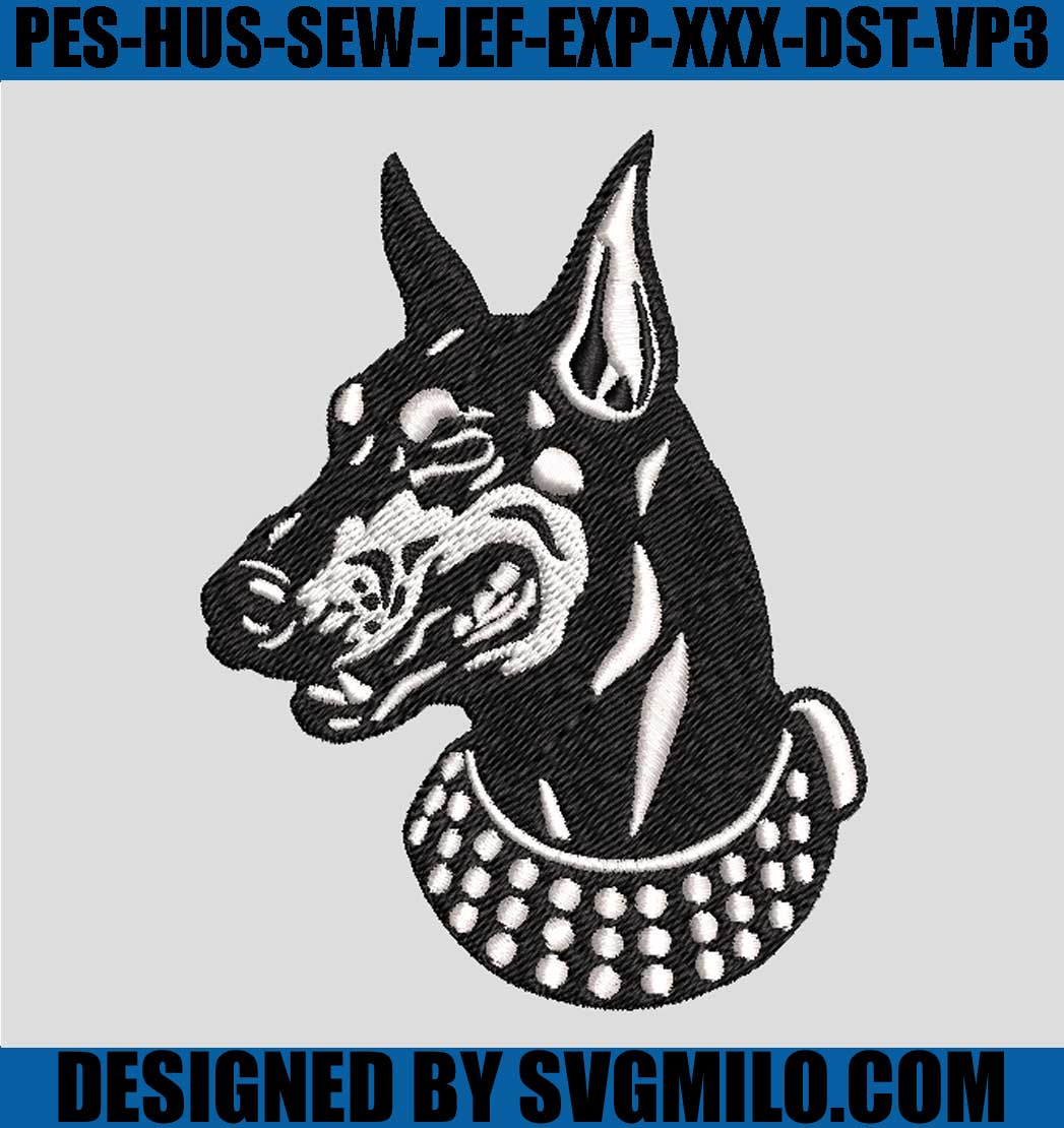 Doberman-Head-Black-Embroidery-Design