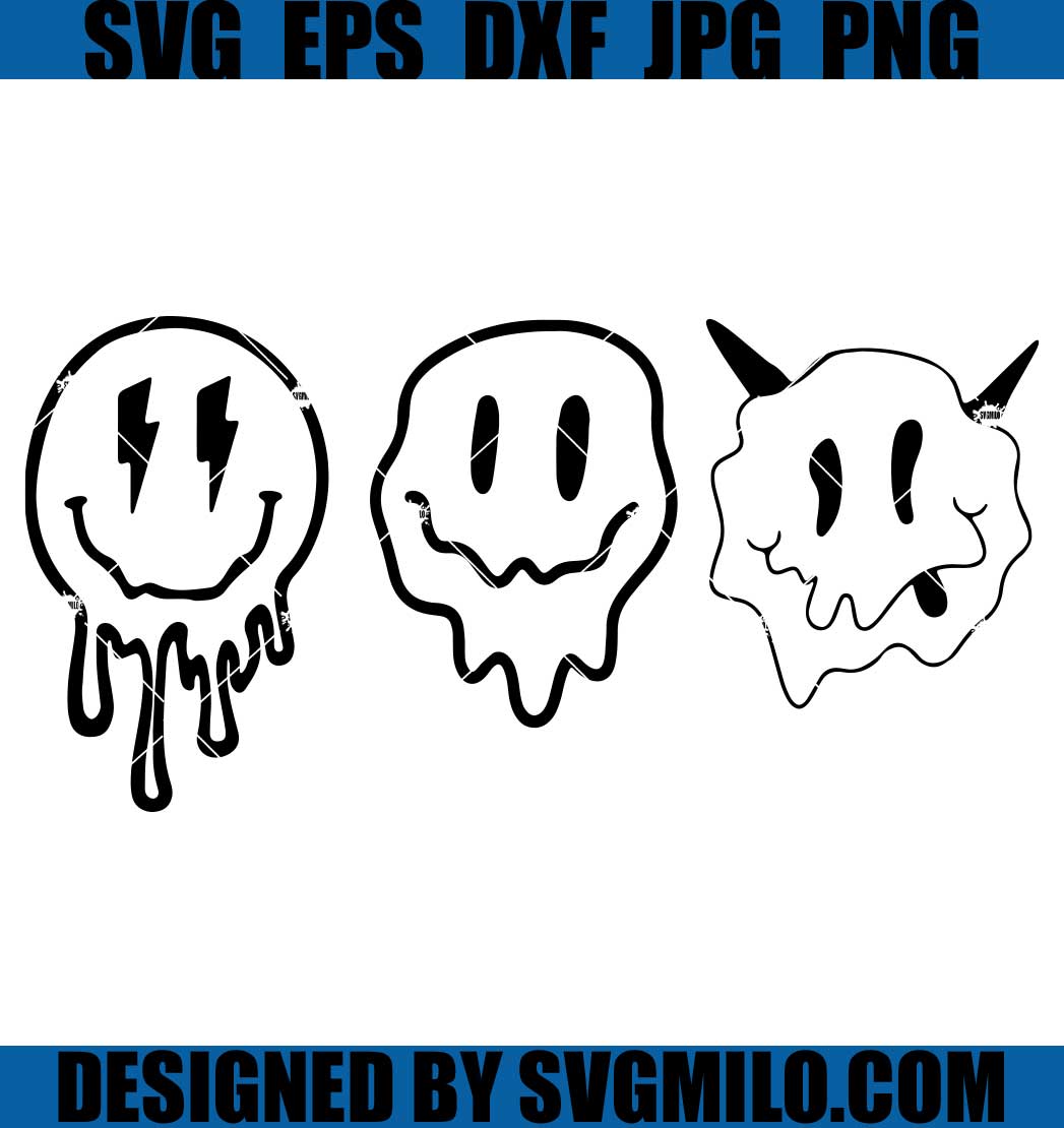 Drippy-Smiley-Face-SVG_-Melted-Smiley-Face-SVG_-Lightning-Smiley-SVG