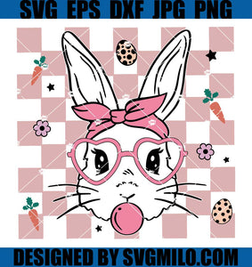 Easter-Bunny-SVG_-Cute-Bunny-With-Bandana-Glasses-Bubblegum-SVG_-Rabbit-Bandana-Glasses-SVG