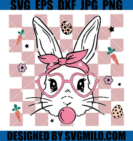 Easter-Bunny-SVG_-Cute-Bunny-With-Bandana-Glasses-Bubblegum-SVG_-Rabbit-Bandana-Glasses-SVG