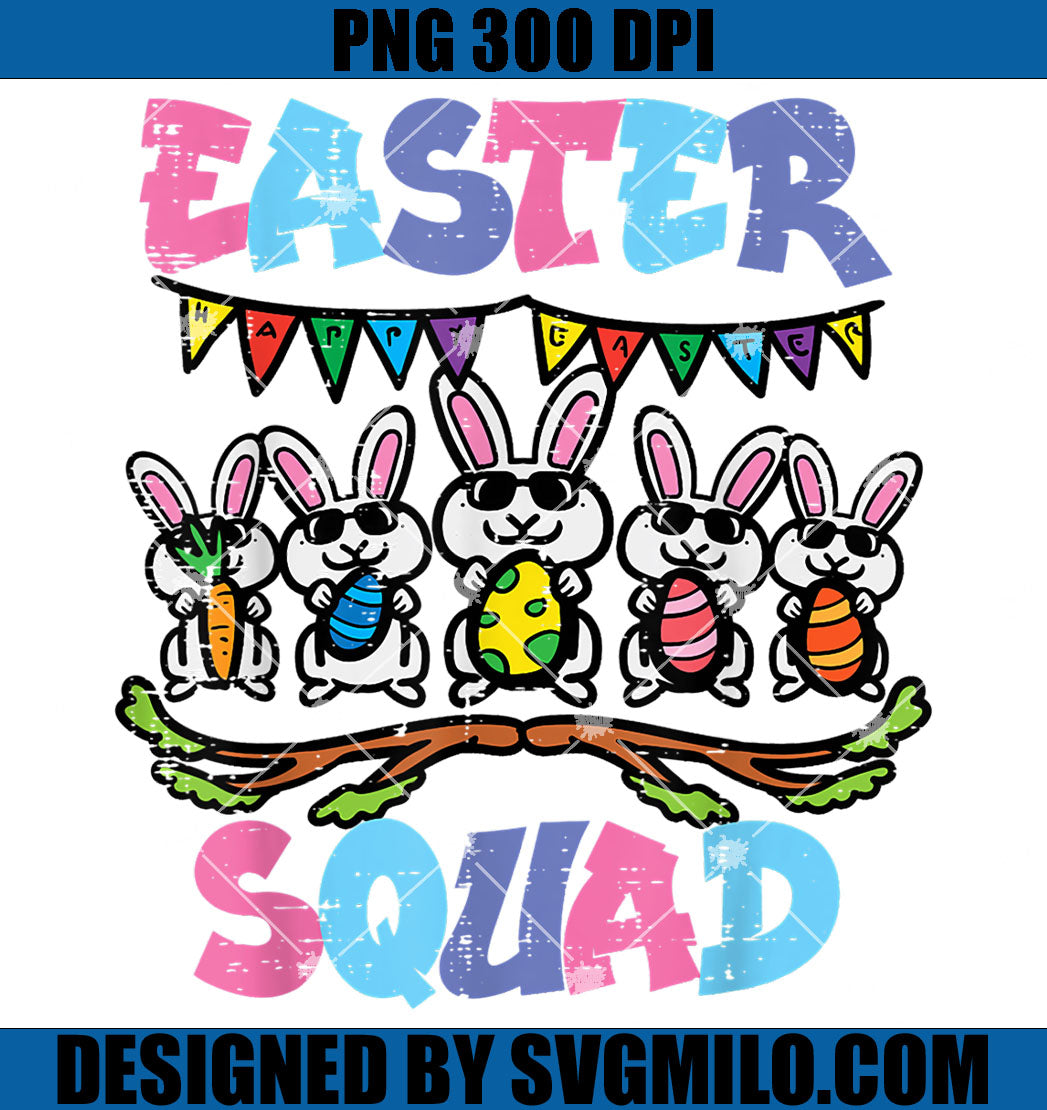 Easter Squad Bunnies Family Matching PNG, Bunny Easter Squad PNG