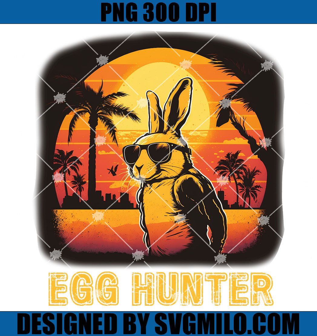 Egg Hunter PNG, Easter Bunny With Sunglasses Retro PNG