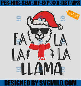 Fa-La-La-Llama-Embroidery-Design_-Santa-Hat-Llama-Embroidery-Design