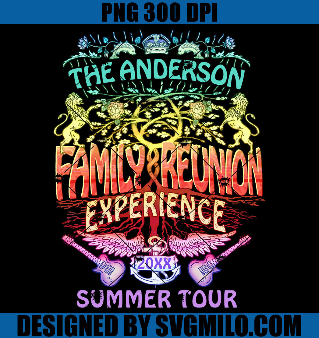 Family Reunion Band Retro 70s Concert Logo Neon PNG, Summer Tour PNG