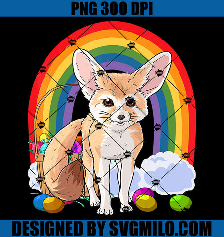 Fennec Fox Happy Easter PNG, Eggs Bunny PNG, Rainbow Fennec Fox PNG