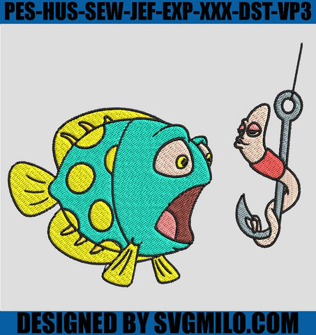 Fish-And-Worms-Embroidery-Design
