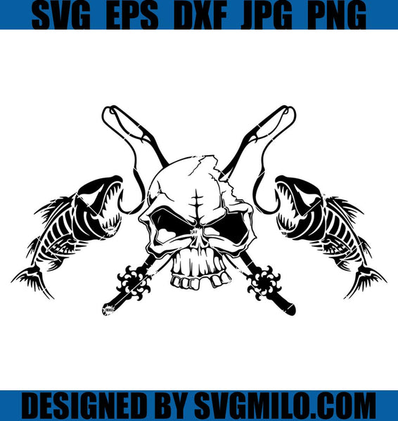 Fishing Skull Skeleton Fish Hook Head Svg, Fishing Svg, Skull Svg