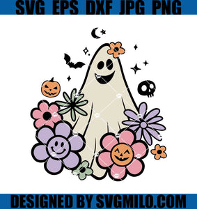 Floral-Halloween-Ghost-SVG_-Retro-Ghost-Tee-SVG_-Cut-Kids-Ghost-Tee-SVG