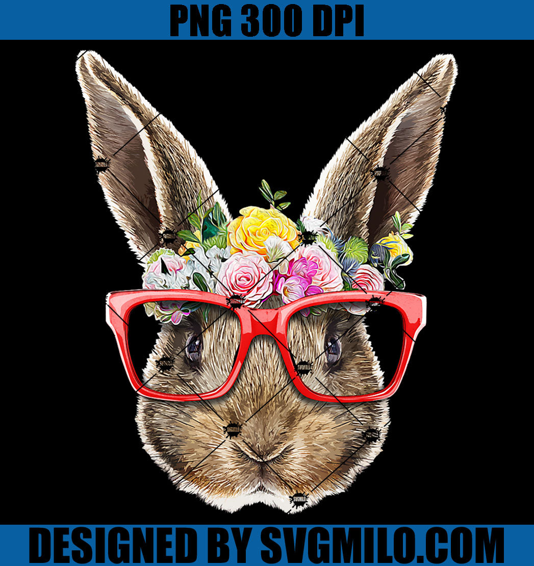 Floral Easter Bunny PNG, Face Easter Day Rabbit PNG