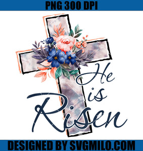 Floral Jesus Cross He Is Risen PNG, Happy easter Christmas PNG