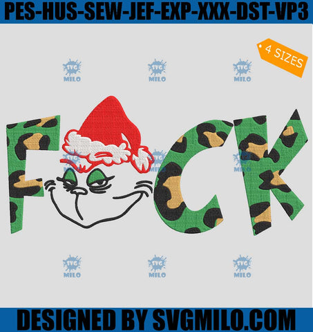 Fuck Grinch Embroidery Design, The Grinch Christmas Embroidery Design
