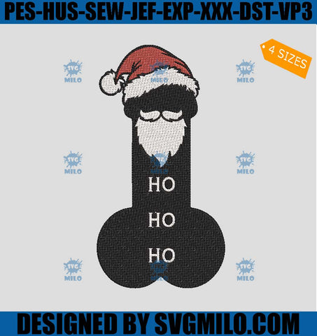 Funny Penis Santa Embroidery Design, Funny Christmas Embroidery Design