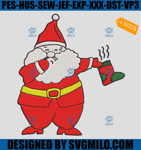 Funny Santa Embroidery Design, Stocking Christmas Embroidery Design