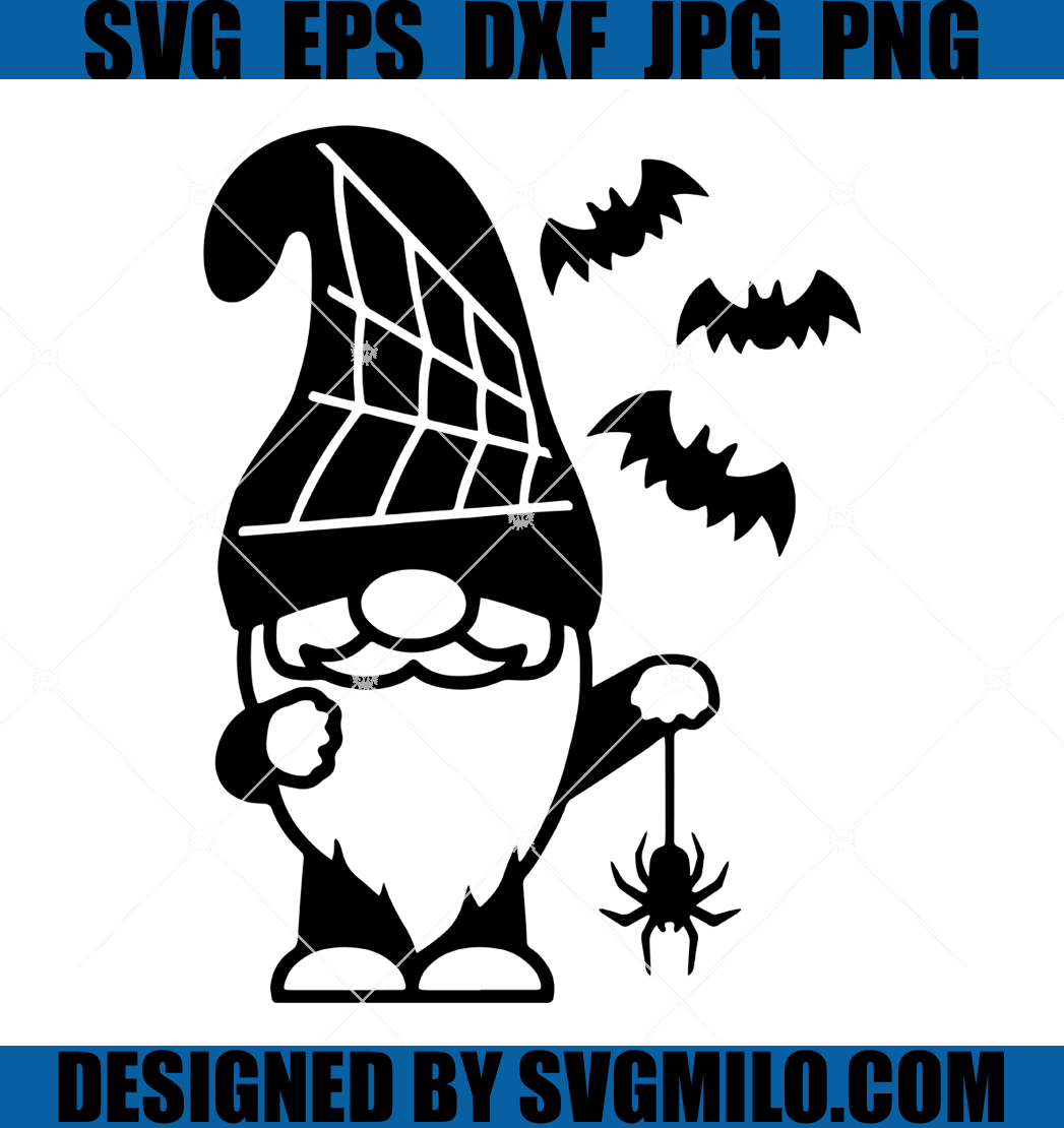 Gnome-With-Spider-And-Bats-SVG