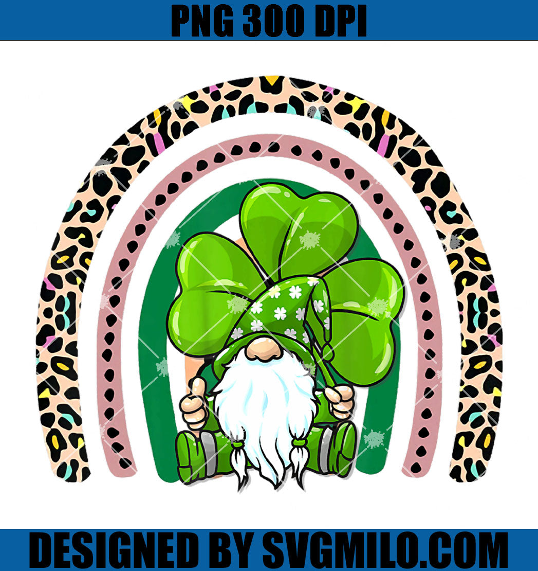 Gnomes Rainbow Lucky Clover Shamrock PNG, Rainbow Patrick Day PNG