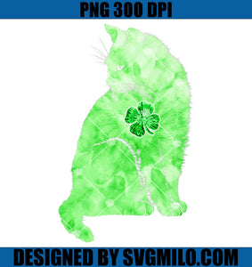 Green Tie Dye Cat Shamrocks PNG, St. Patricks Day Lucky PNG, Cat Patrick PNG