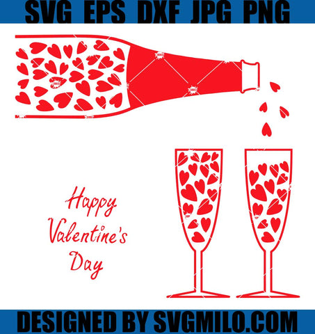 Happy Valentine's Day SVG, Valentine Wine Glasses SVG, Wine Valentine SVG