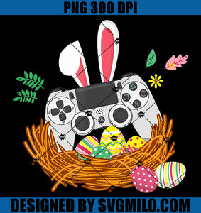 Happy Easter Rabbit Bunny Playing Video Game PNG, Bunny Game PNG