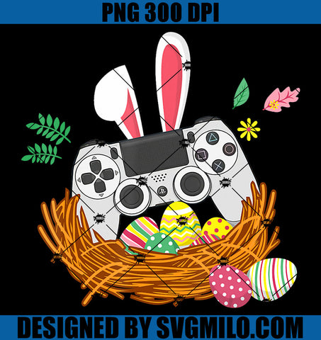 Happy Easter Rabbit Bunny Playing Video Game PNG, Bunny Game PNG