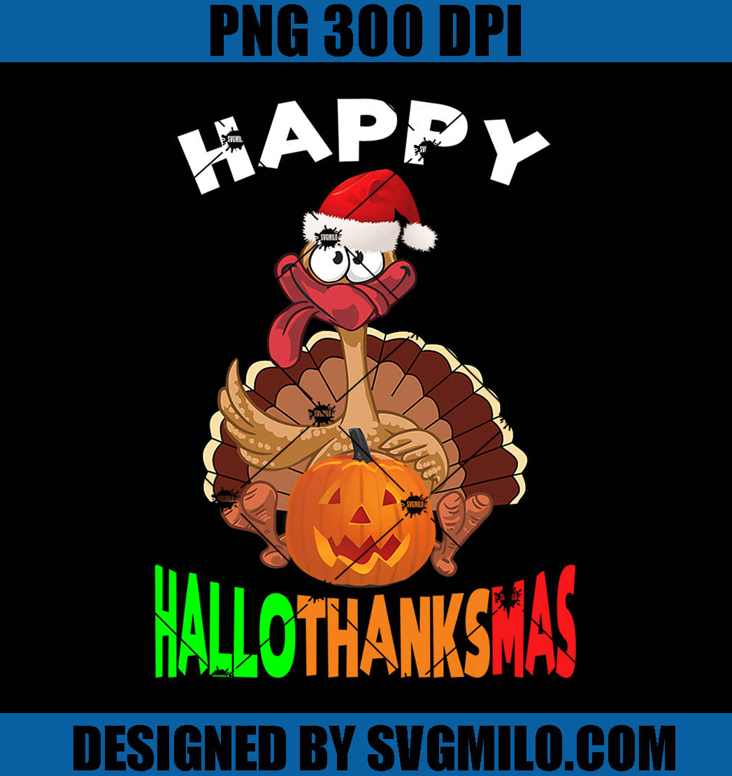 Happy Hallothanksmas PNG, Santa Turkey PNG, Turkey Pumpkin PNG