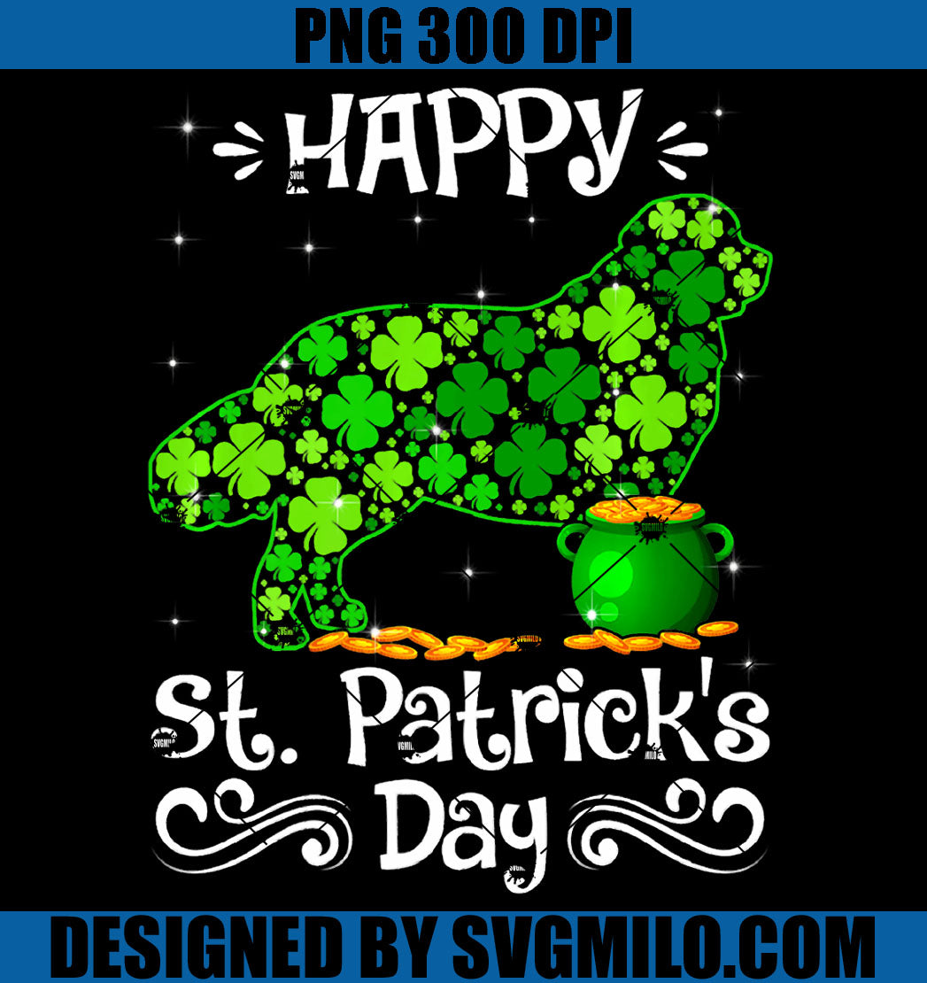Happy St Patrick Day Newfoundland Dogs Shamrock PNG, Happy St Patrick’s Day Ireland Shamrock PNG