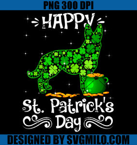 Happy St Patrick S Day PNG, German Shepherd Dogs Shamrock PNG