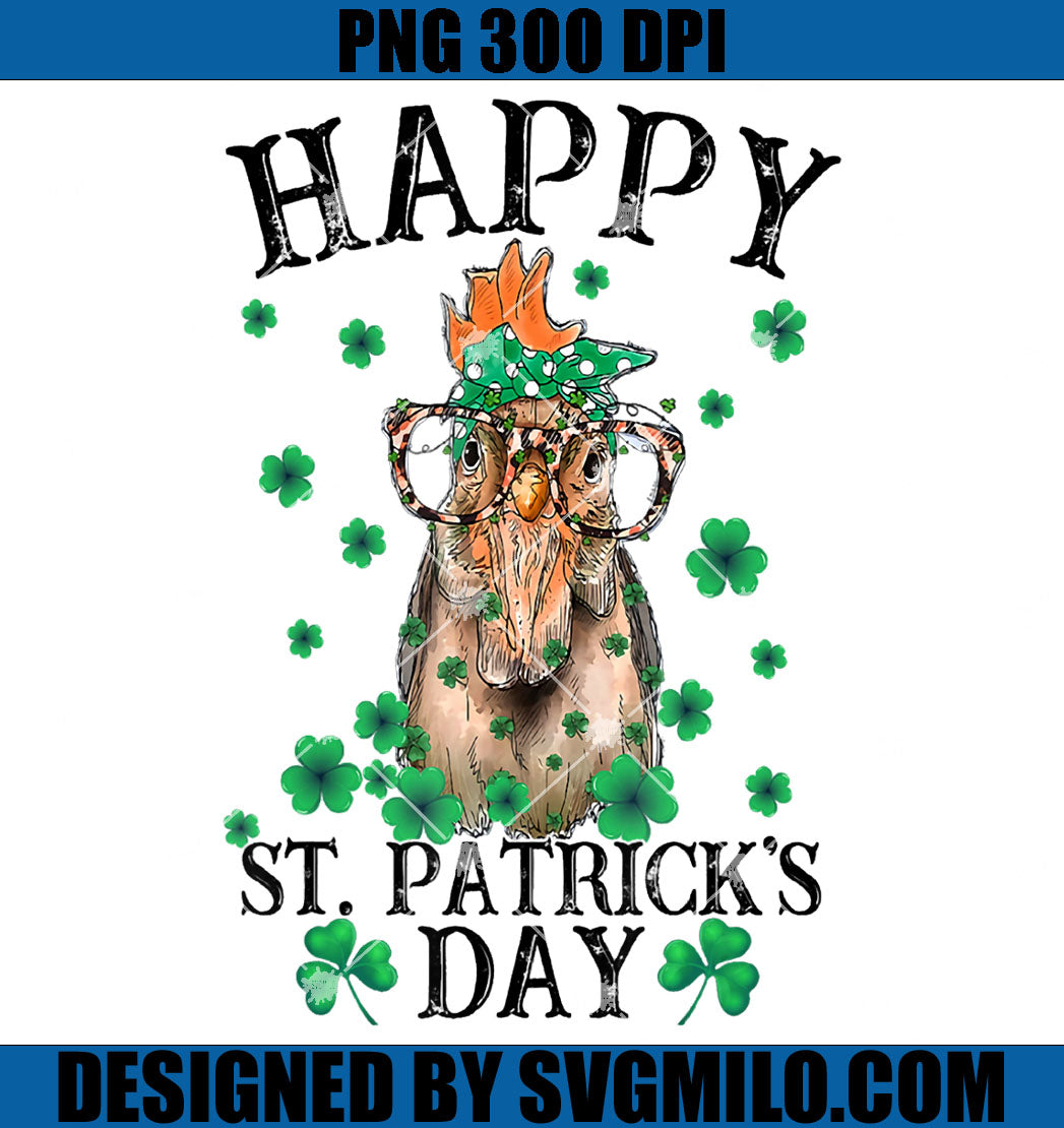 Happy St Patricks Day Chicken PNG, Funny Farmer Animals PNG