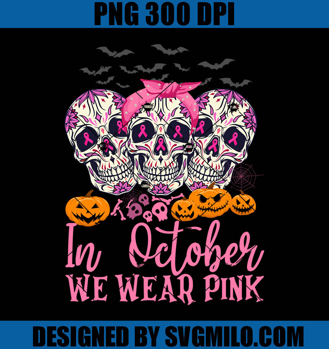 In October We Wear Pink PNG, Pumpkin Plaid PNG