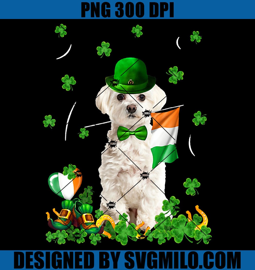 Irish White Dog Flag Saint PNG, Dog Patrick's Day PNG