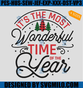 It The Most Waderful Time Of The Year Embroidery Design, Happy New Year Embroidery Design