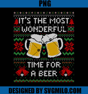 It's the Most Wonderful Time For a Beer Funny Ugly Christmas Sweater PNG