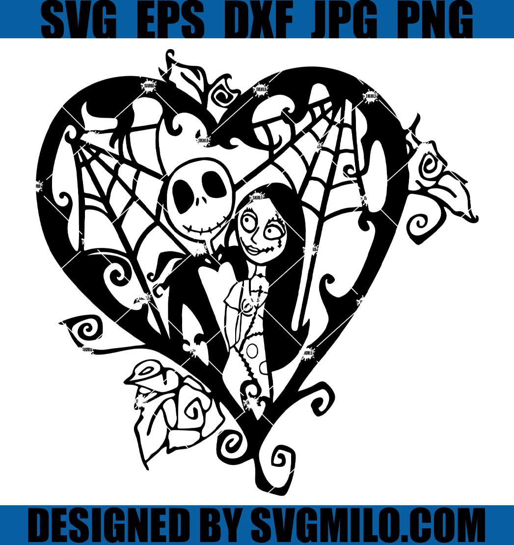 Jack Skellington And Sally Heart SVG, Jack And Sally Couple SVG, Nightmare Before Christmas SVG