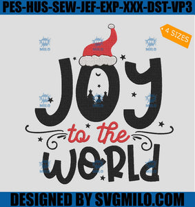 Joy To The World Embroidery Design, Santa Hat Embroidery Design