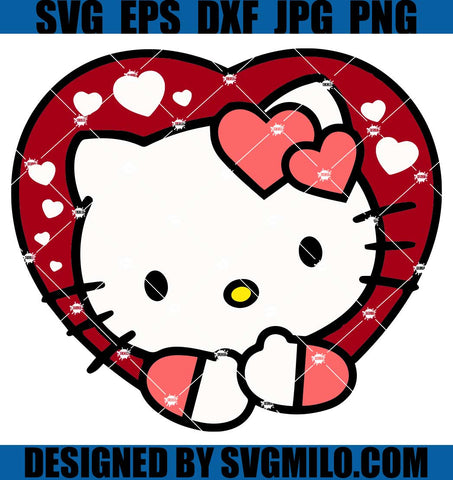 Kitty Vanlentine Day SVG, Hello Kitty Heart SVG, Valentine Day SVG