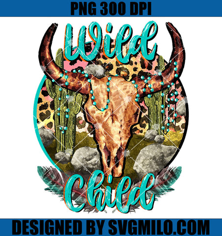 Leopard Boho Bull Skull PNG, Cactus Wild Child Western PNG