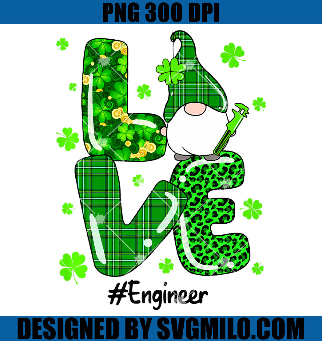 Leopard Irish Green Plaid Engineer Gnome PNG, Gnome Patrick's Day PNG