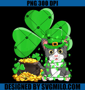 Leprechaun Hat Shamrock Leaf Cat PNG, Cat Patrick PNG