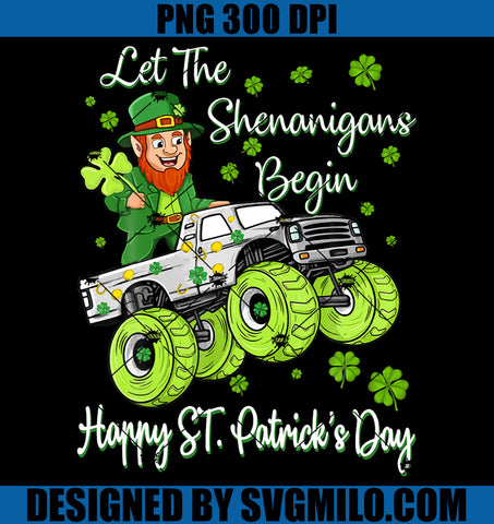 Let The Shenanigans Begin PNG, Happy St. Patrick's Day Clovers Monster Truck PNG