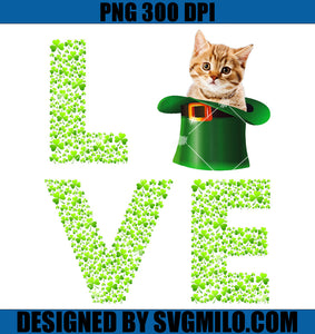 Love Cat Leprechaun PNG, Lover Irish Shamrock PNG, Patrick Cat PNG