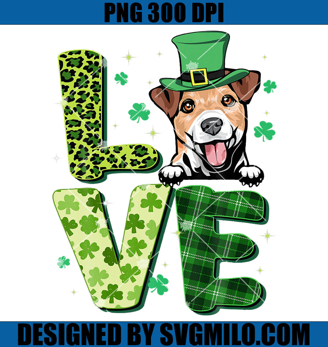 Love Jack Russell Terrier Leopard Shamrock PNG, Dog Patrick PNG