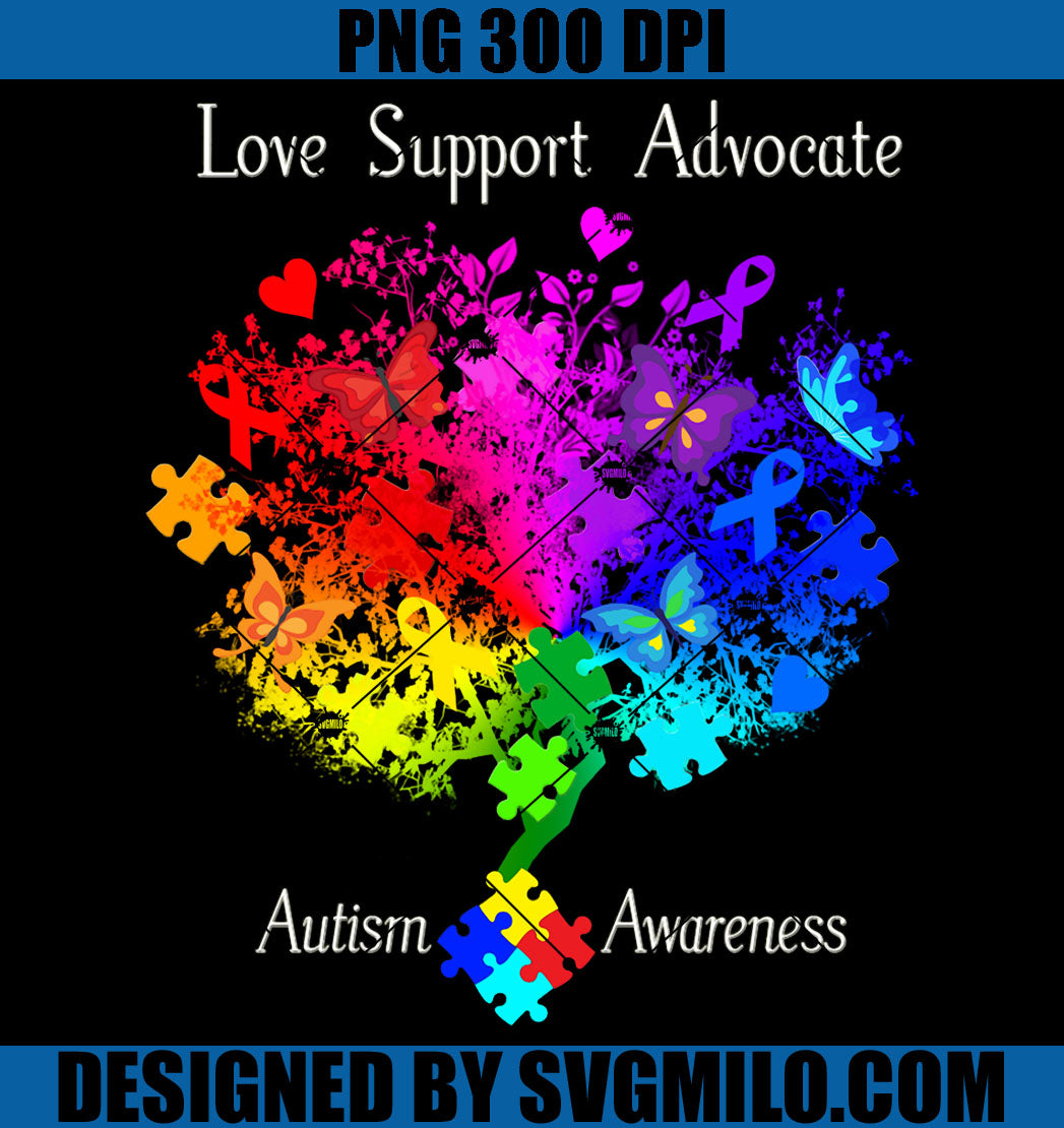 Love Support Advocate PNG, Autism Spectrum Tree PNG