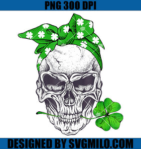 Lucky Skull Messy Bun PNG, Happy St Patricks Day Skull PNG