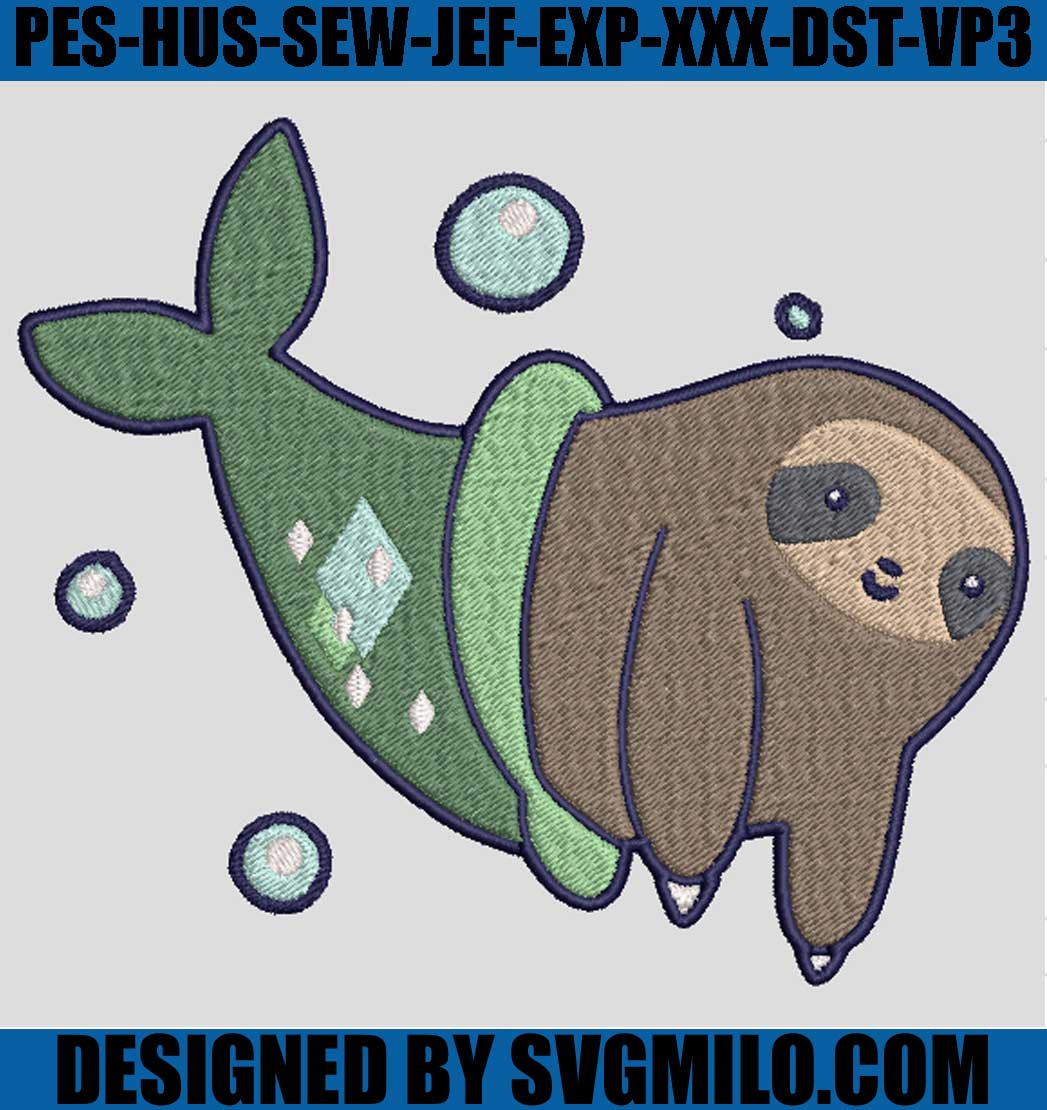 Mermaid-Sloth-Embroidery-Designs