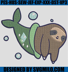 Mermaid-Sloth-Embroidery-Designs